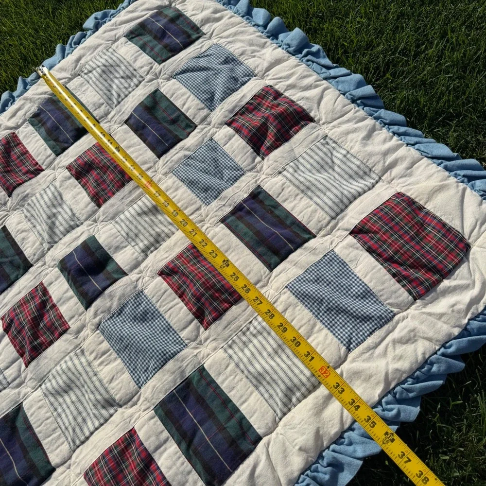 NoJo Noel Joanna Vintage Baby Quilt Patchwork Plaid Ruffle Nursery Blanket USA